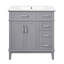 Meuble-lavabo moderne de 30 po avec lavabo en céramique - Armoire de rangement moderne avec portes à fermeture douce, tiroir profond et tiroir standard-128948178