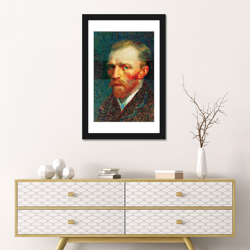 « pix », impression sur toile, Papier d'art encadré noir, H 32 po x l 24 po x P 1 po, Blanc
