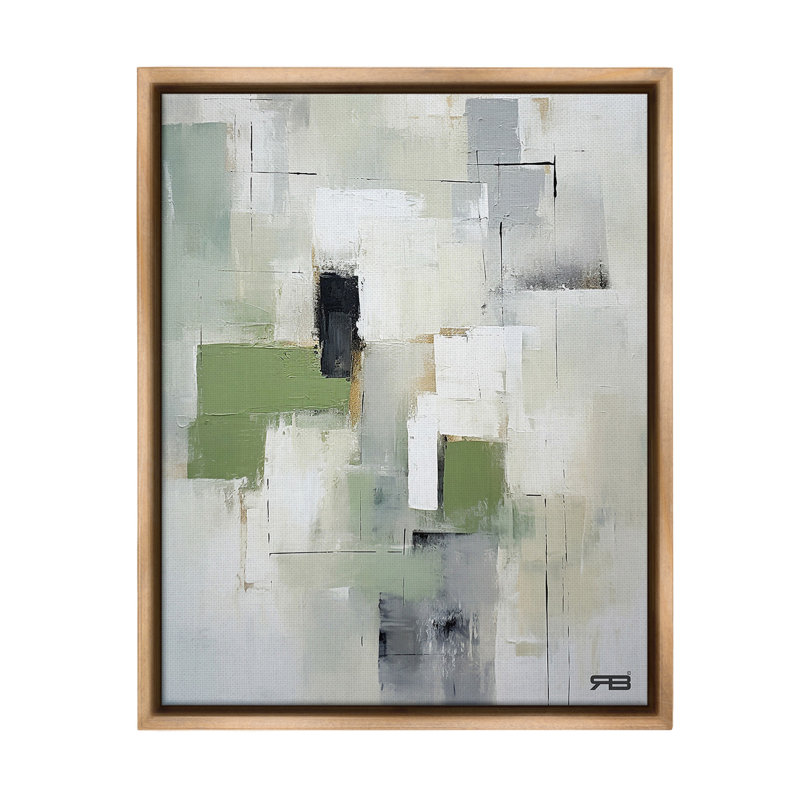 "Subtle Gray Shapes" par RB sur toile, Cadre flottant orme Montalcino, H 31 po x l 25 po