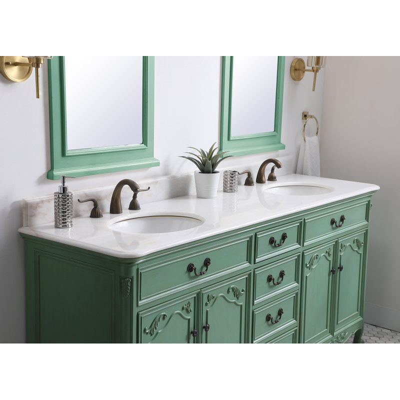 Ensemble de meuble-lavabo double 60 po Angelique, Sarcelle, Blanc