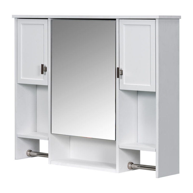 Armoire murale de salle de bain 35 po x 28 po avec miroir de qualité, Blanc