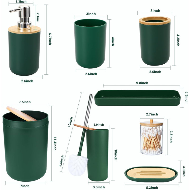 Bathroom Accessory Set, Dark Green