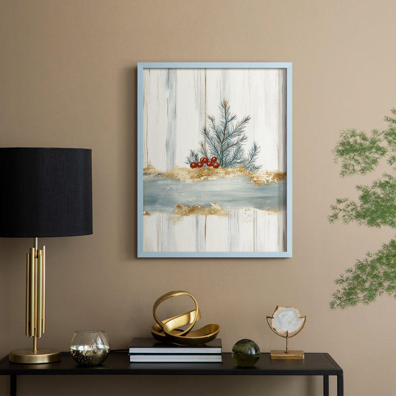 «Christmas Holiday Art CCXCVII», reproduction d'art encadrée - bois massif, H 30 po x l 24 po, Bleu