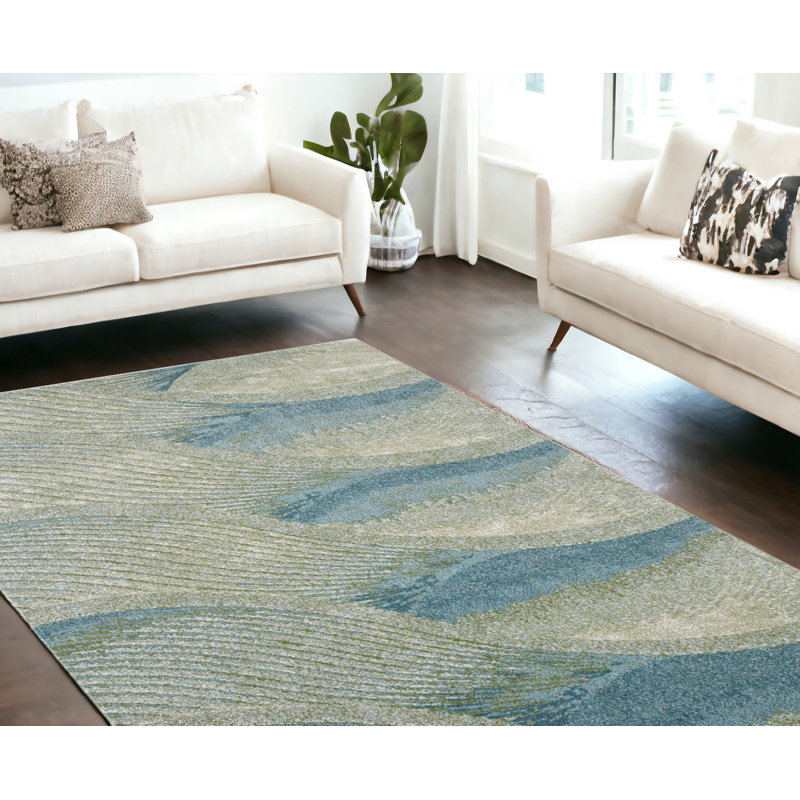 Tapis bleu et vert Bannack, Rectangle 7 pi x 10 pi