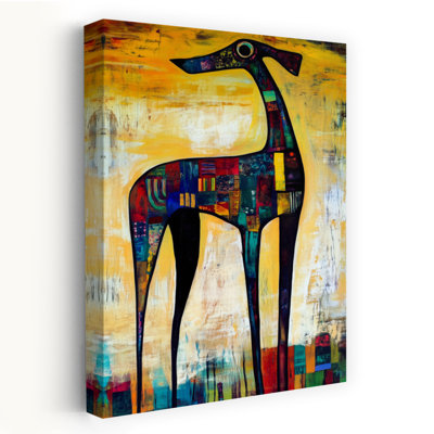 Vibrant Patchwork Dog Abstract Colorful Modern Dog Wall Art Print