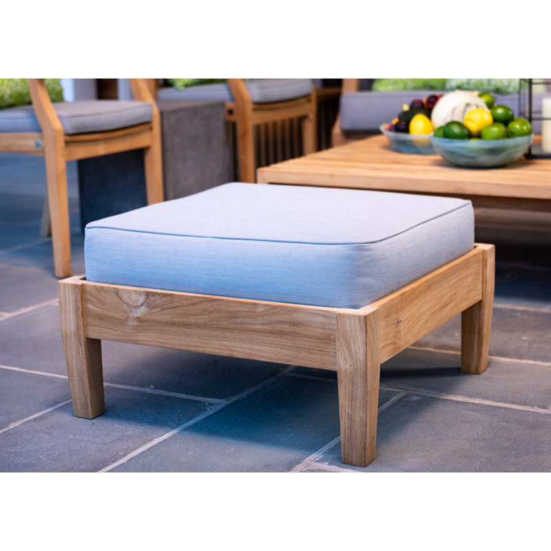Newport Outdoor Teak Ottoman, Dark Gray