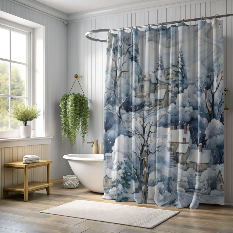 Rideau de douche Premium, H 74 po x l 71 po, Royaume enneigé
