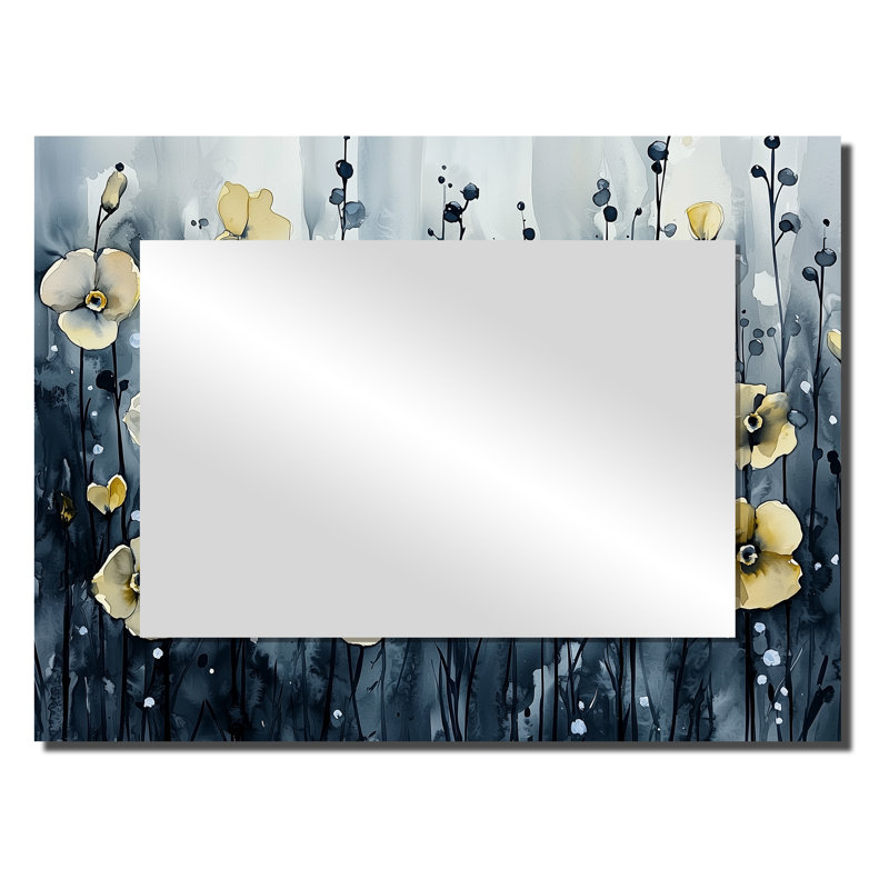 Midnight Violet Flowers In Fields I - Miroir Violets pour décoration murale - imprimé sur métal, 24 po x 32 po