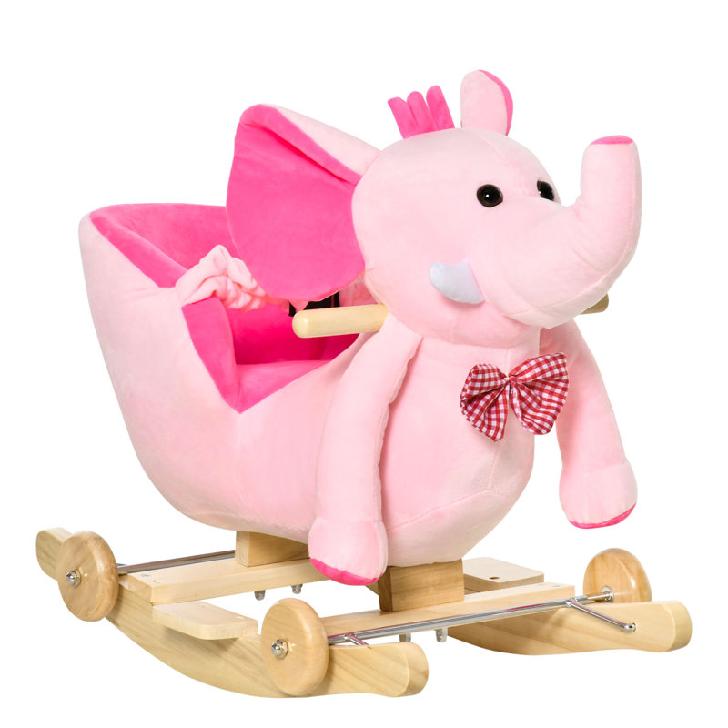 Adahy Plush Kid Ride on Elephant Rocker, Pink