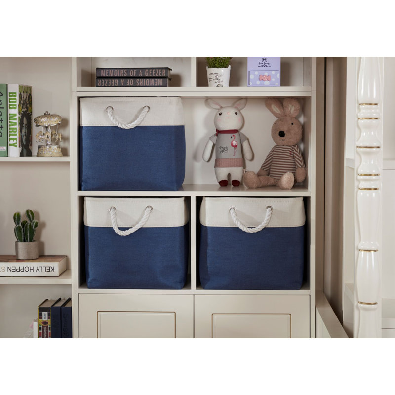 Ensemble de bacs en tissu, Bleu marine / blanc