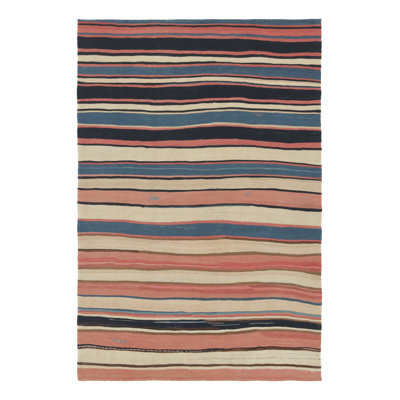 Vintage  Kilim With Light And Colorful Stripes  - Rug & Kilim