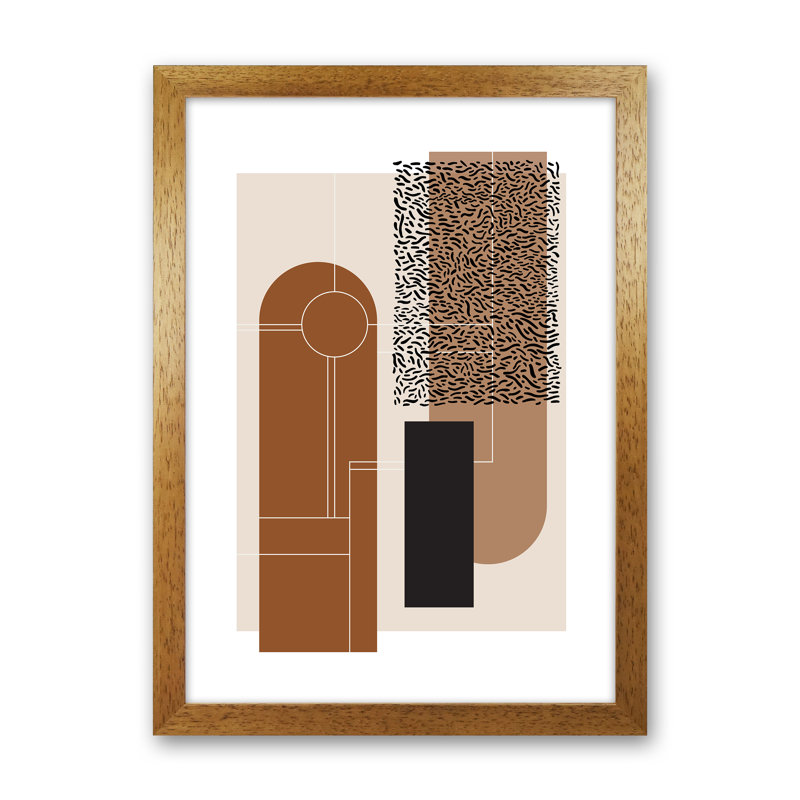 Brown And Beige - Print, 59.4cm H x 42cm W x 3cm D, Oak Framed
