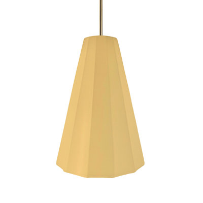 Radiance - Fluted 1-Light Pendant - Muted Yellow - Antique Brass - 9"W x 13"H - Dedicated LED - Rigid Stem
