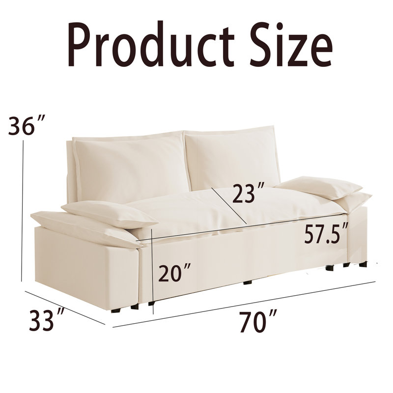 Pull Out Sofa Bed,3-In-1 Convertible Sleeper Sofa
