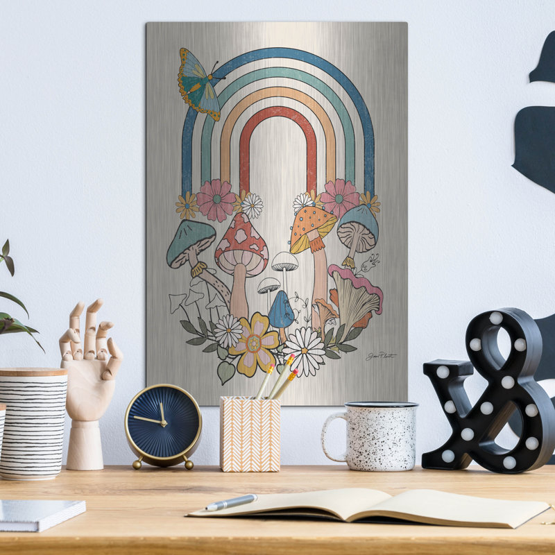«Groovy Mushroom B» par Jean Plout, art mural en métal, H 16 po x l 12 po