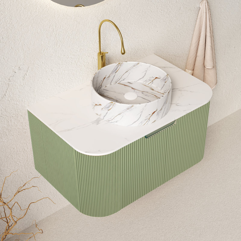 Élégant meuble-lavabo mural avec lavabo en céramique, matériaux de qualité supérieure pour les salles de bain modernes
