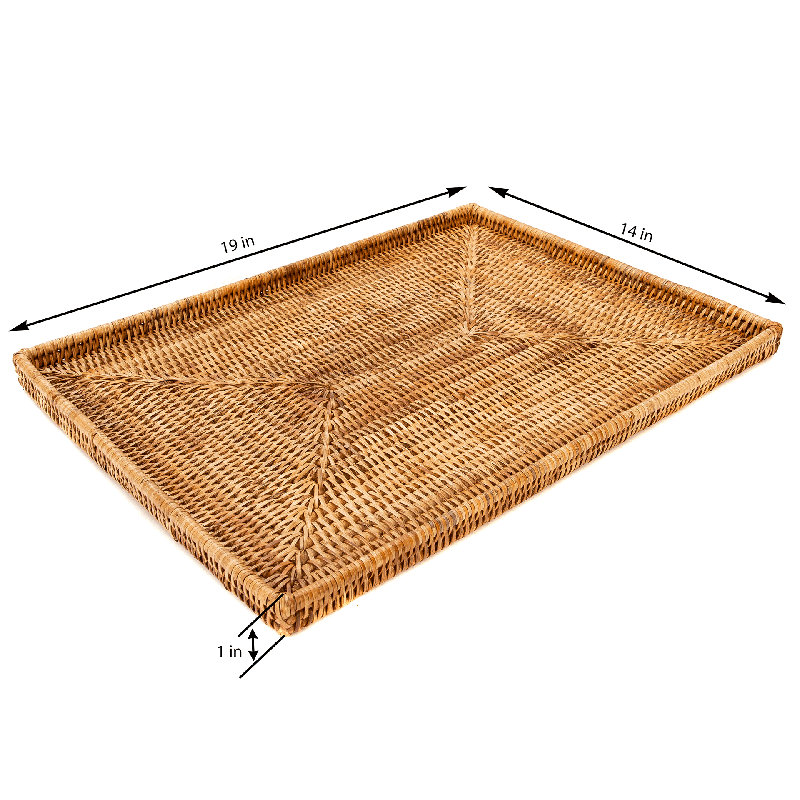 Plateau plat Artifacts Rattan, Brun miel