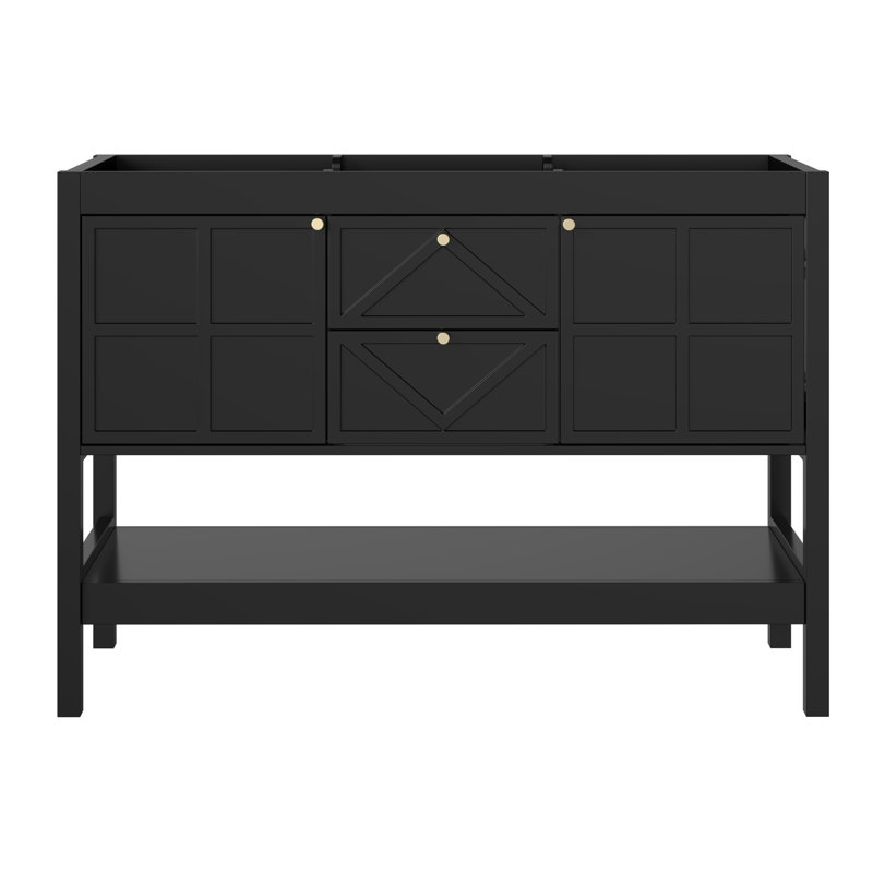 Base de meuble-lavabo simple 48 po seulement, Noir, noir, noir, noir