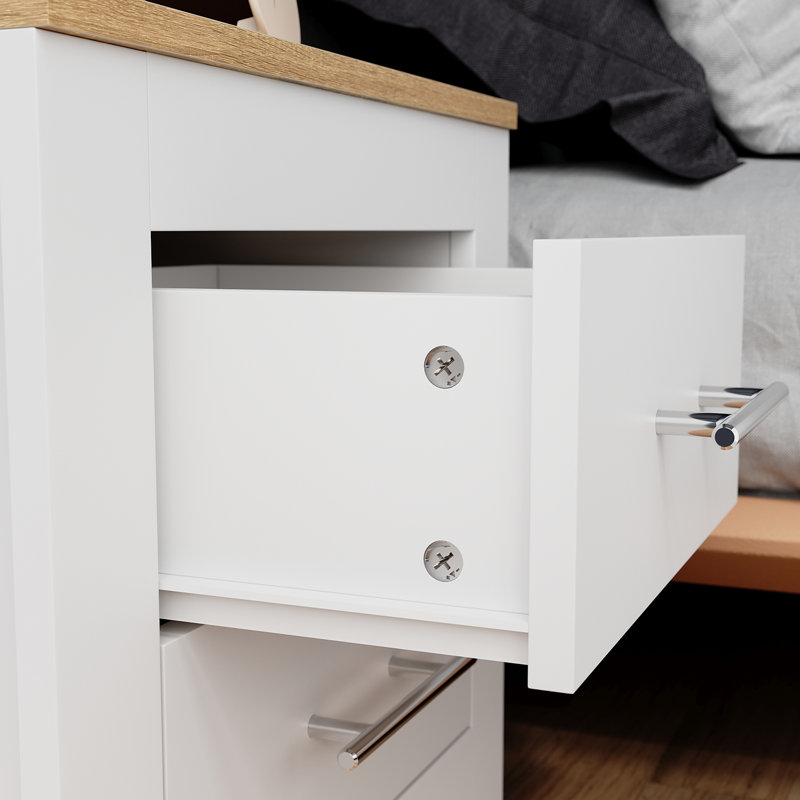 Sreeja 45cm W Manufactured Wood Bedside Table, White