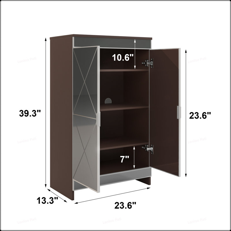Elegant Mirrored Shoe Storage Cabinet with Modern Design and Practical Features, Perfect for Organized and Stylish Living Spaces