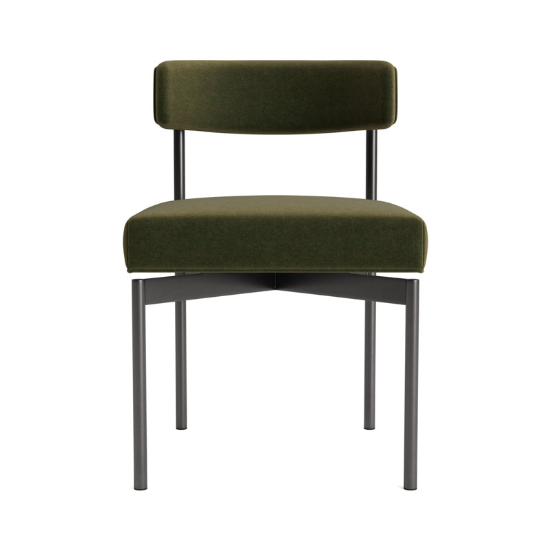 Remy Upholstered Dining Chair, Pewter, Performance Velvet - Balsam