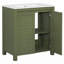 Meuble-lavabo de ferme 30 po avec lavabo en céramique, porte à fermeture en douceur, tablette réglable, armoire de rangement vert olive, structure en bois moderne, conception spacieuse et surface facile à nettoyer-116452252