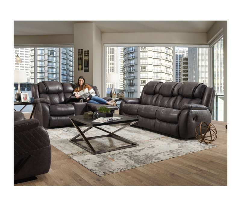 Raeef Upholstered 78'' Reclining Loveseat, Gray Polyester