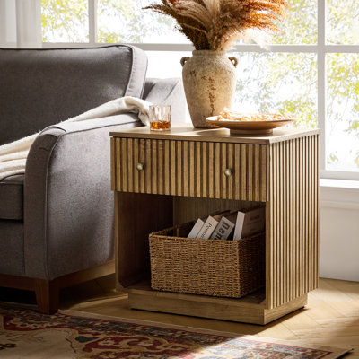 Callum 23.5" W Wood End Table with Hidden Compartment and Charging Station