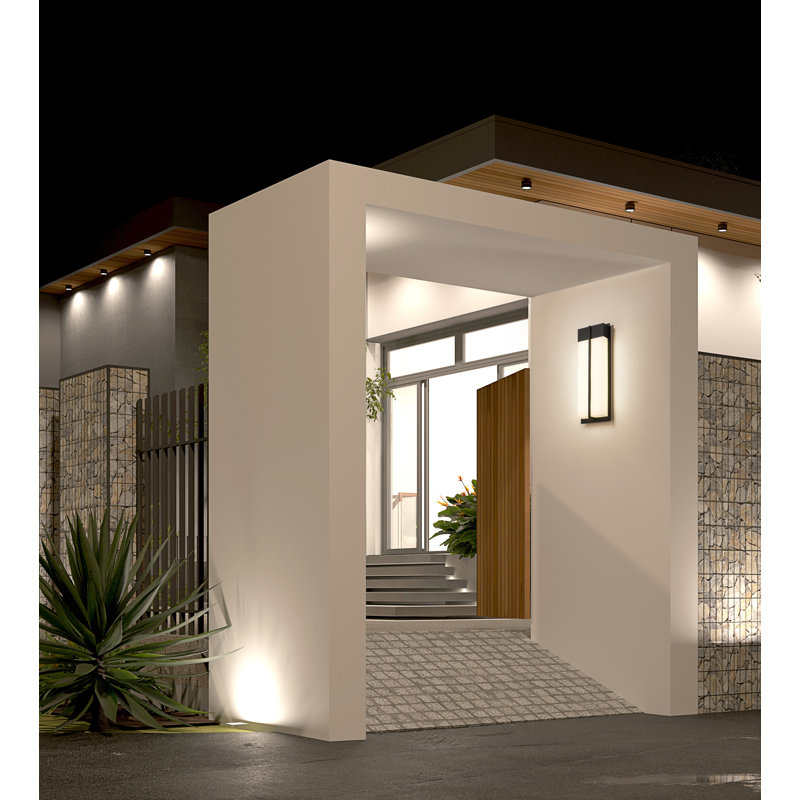 Applique murale d'extérieur 2 lumières en noir, H 24 po x l 8 po x P 3,5 po