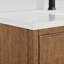 Ensemble de meuble-lavabo mural double 60 po en noyer grillé Isola, comptoir Giotto Quartz, lavabos carrés encastrés (1 trou), garniture noir mat-134514854-134514855