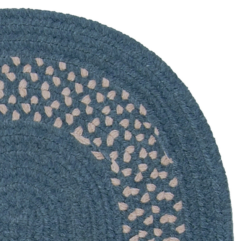 Dome Bordered Braided Light Blue/Gray Rug, Oval 6' x 8'