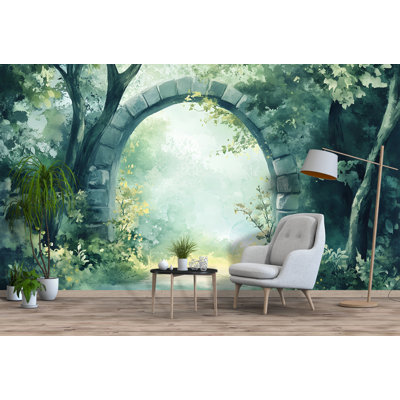 Forest Archway Wall Mural – Nature Garden Gateway Wallpaper For Living Room Or Office