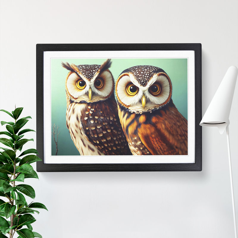 Curious Owls - Framed Print, Black, 46cm H x 64cm W x 2cm D