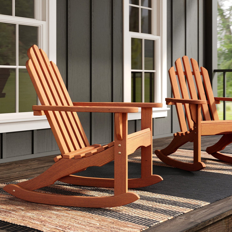 Chaise berçante d'extérieur en bois Amish Adirondack, Noyer foncé teinté