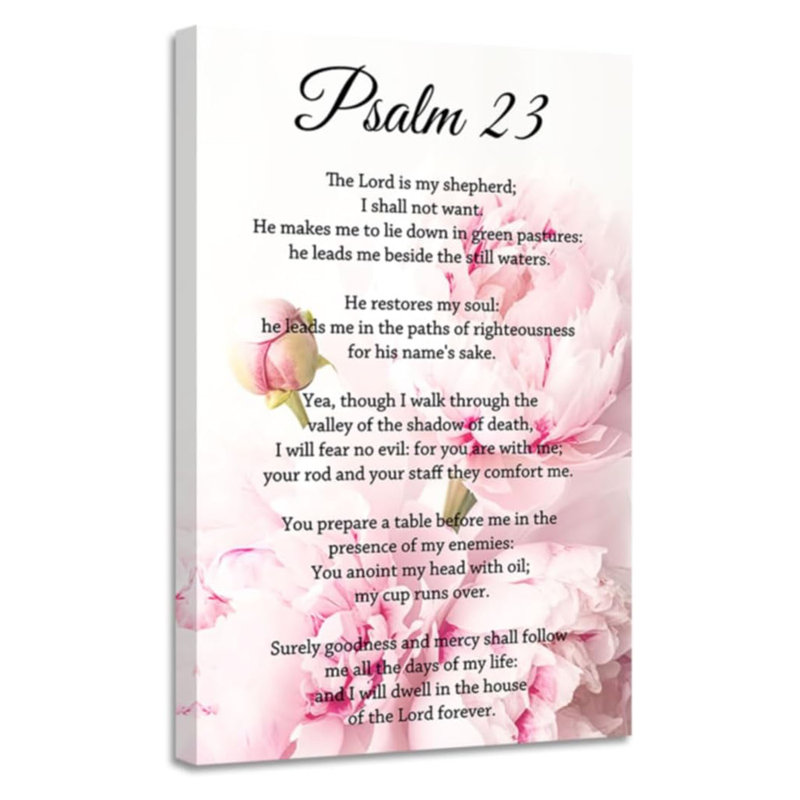 Psalm 23 Wall Art Christian Picture Prints The Lord is My Shepherd Scripture on Canvas Bible Verses Poster Inspirational Religious Artwork for Church Prayer Wall Decor Framed 24"x36"