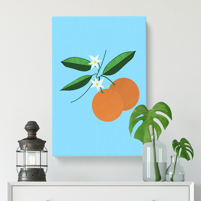 Orange Blossom Blue V2 - Wrapped Canvas Painting, 76cm H x 50cm W x 3cm D