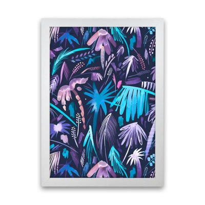 Brushstrokes Tropical Palms Navy 1 Piece Wall Art