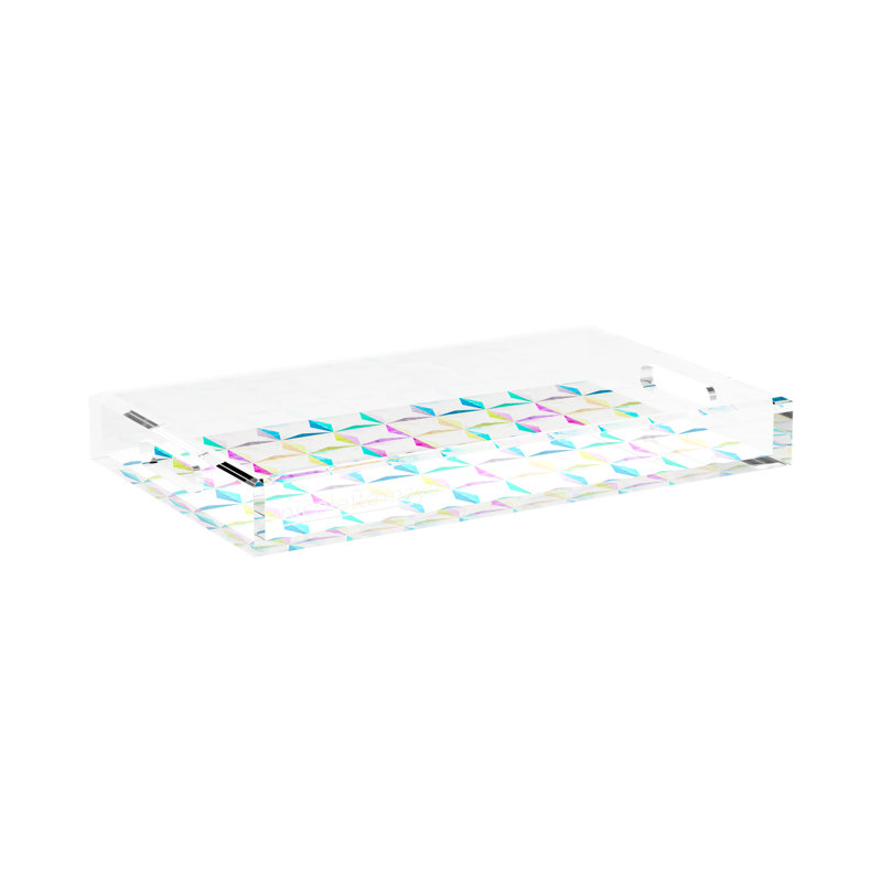 Truiq Happy Acrylic Rectangle Decorative Tray, 17"W x 10.5"D x 2"H
