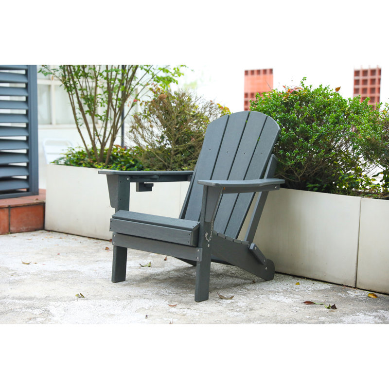 Chaise en composite - gris, avec porte-gobelet double et grand pliant amusant en tissu délicat, Gris