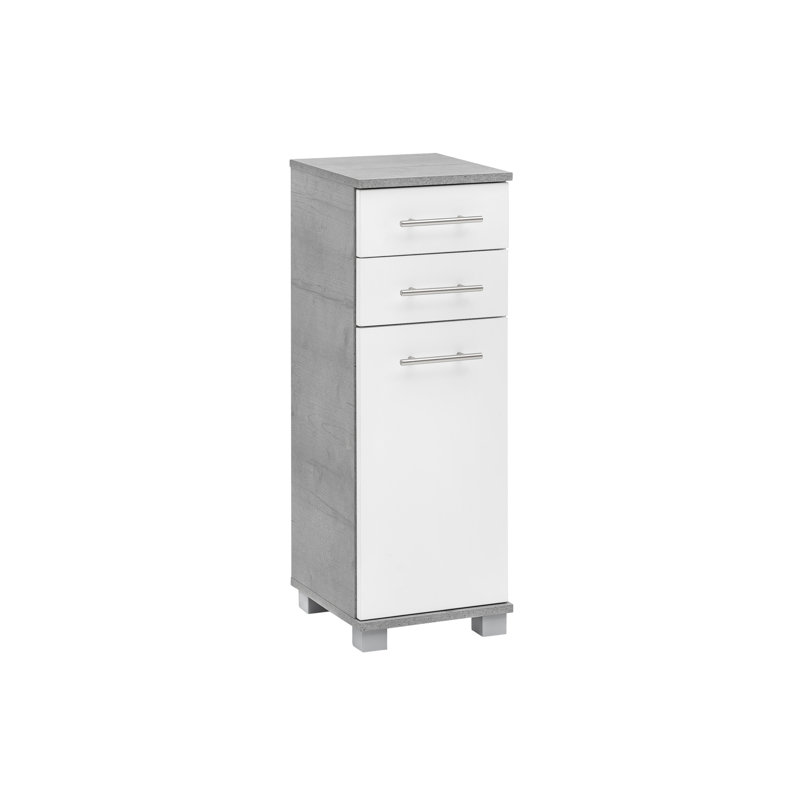 Foolke Freestanding Linen Cabinet, Stone Grey/White Matt