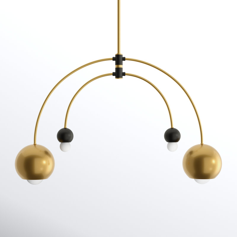 Mason Sputnik Modern Linear Chandelier, Aged Brass, 4