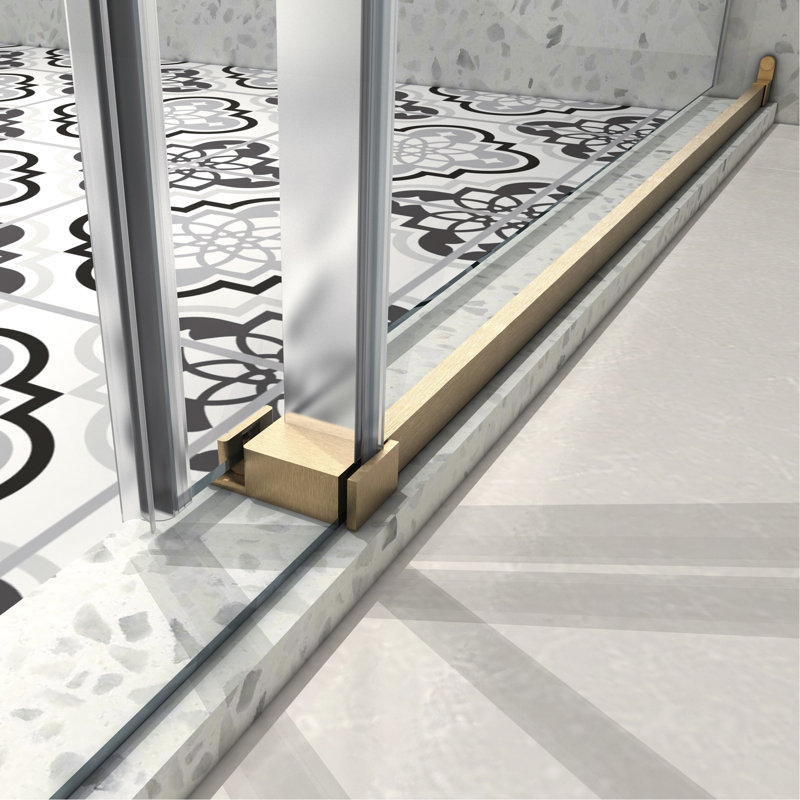 Brushed Gold Shower Door 6076 - 70Mm 304 Stainless Steel Pulleys, Soft Closing, Nano Easy To Clean, -Proof Film In , Pulley, Membrane