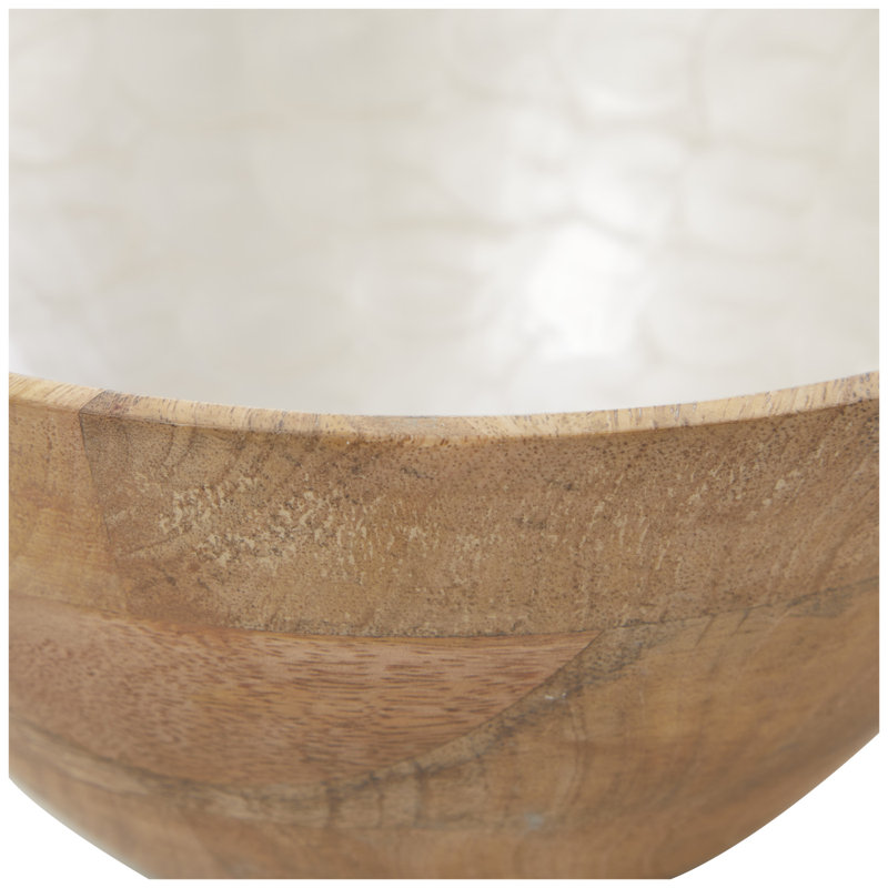 Rosvita Handmade Solid Wood Decorative Bowl 2, Cream