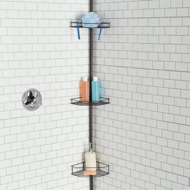 Costway 4-Tier Tension Corner Shower Caddy Aluminum Pole Adjustable Bathroom Shelves