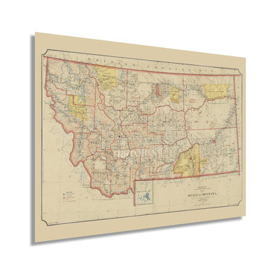 1897 Montana Map, affiche sur papier