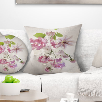 Fleurs roses rétro - coussin à imprimé floral