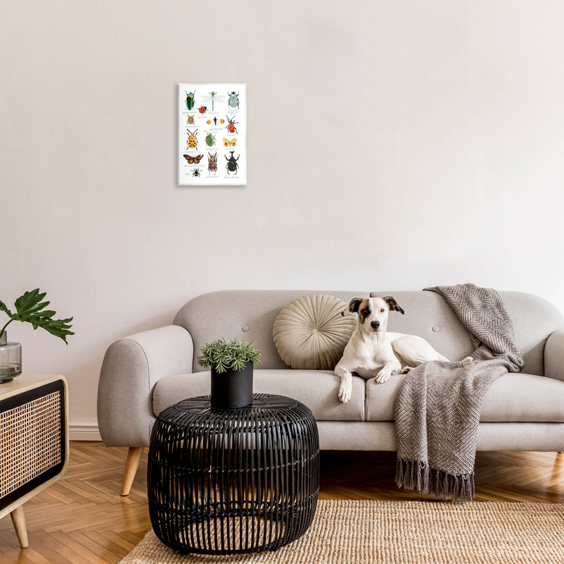 Art éducatif sur plaque «Bug types» par Hanna Melin, H 19 po x l 13 po