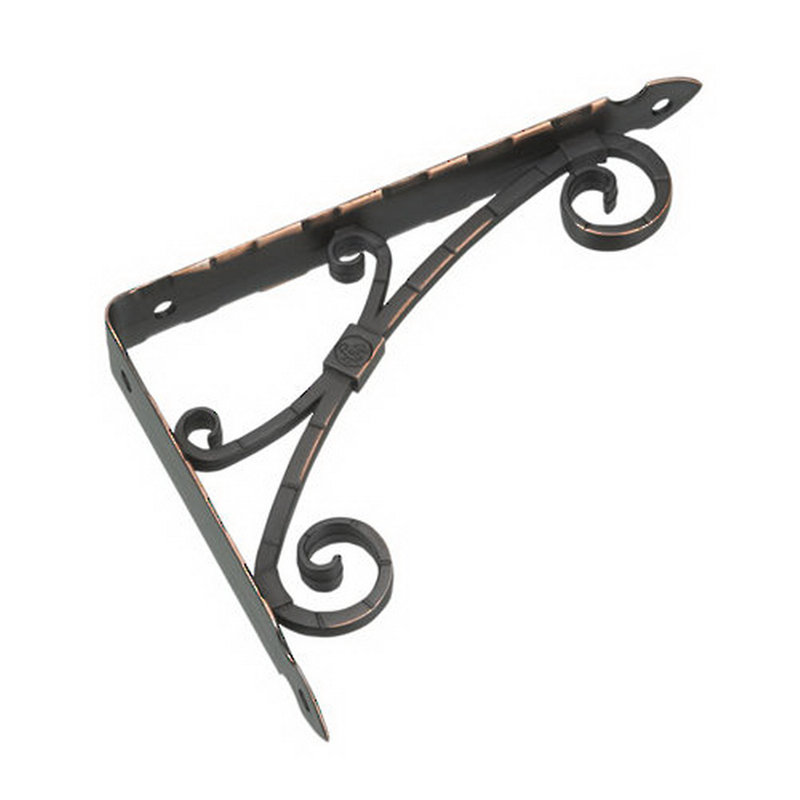 Équerres de tablette décoratives, H 13,38 po x l 1 po x P 11,38 po, Bronze huilé