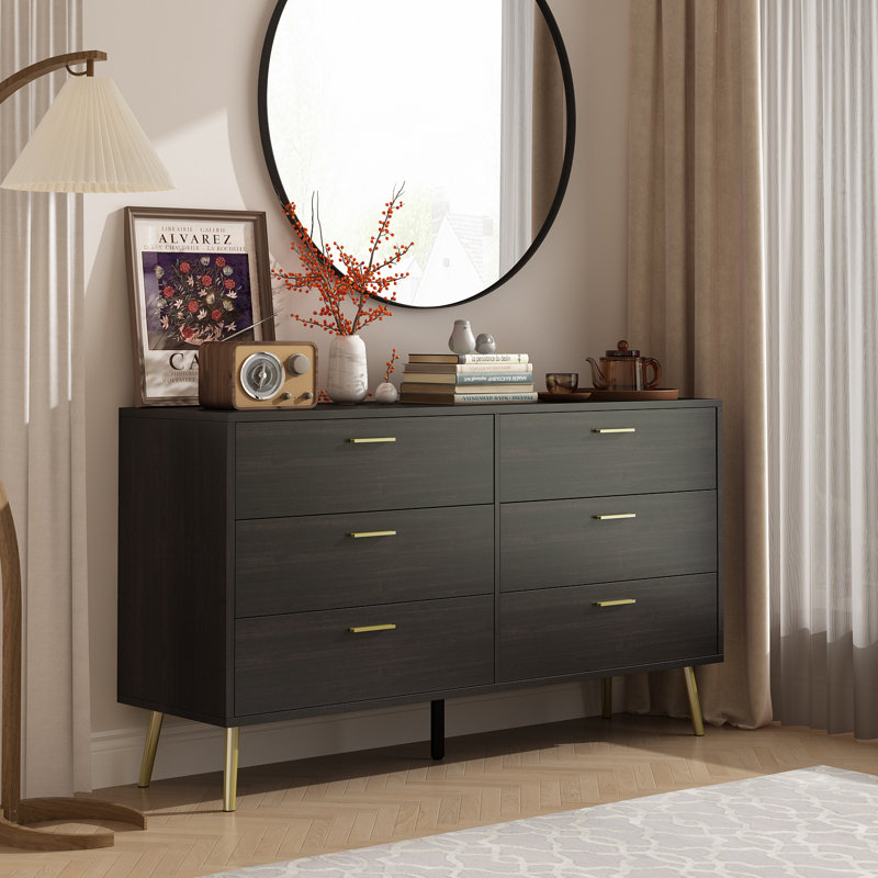 Commode double 6 tiroirs, Noir