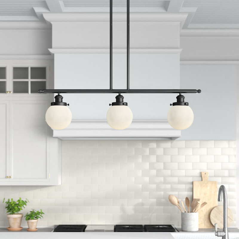Chippewa 3 - Light Kitchen Island Pendant, Matte Black, Frosted, LED